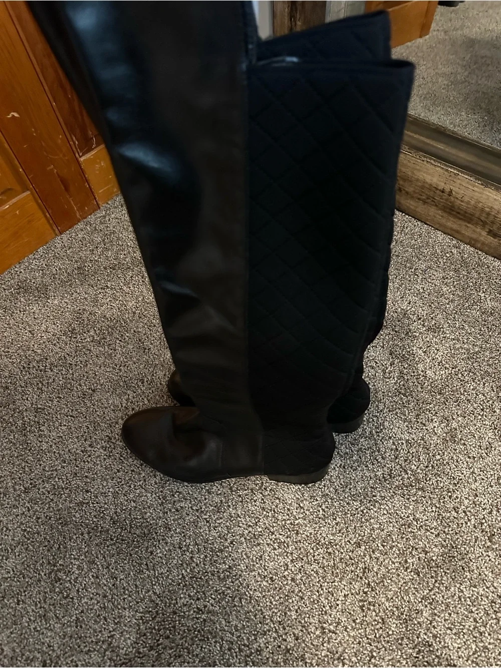 Charles by Charles David Black Quilted Leather Riding Boots Women’s 7.5 Knee